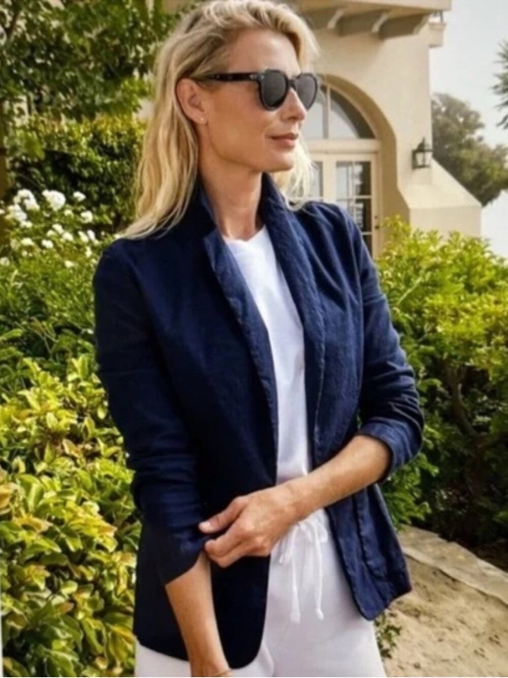 Frank & Eileen DUBLIN Navy‎ Italian Performance Linen Tailored Blazer Large